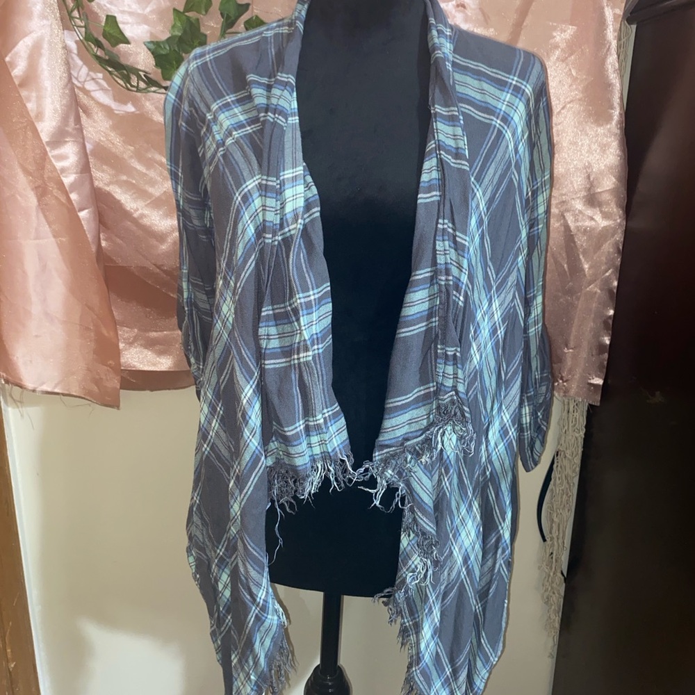 Justice Blue Plaid Shawl